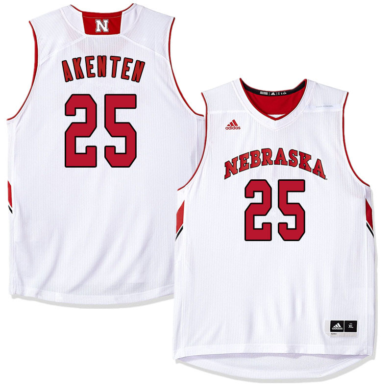 Men Nebraska Cornhuskers #25 Nana Akenten College Basketball Jersyes Sale-White - Click Image to Close